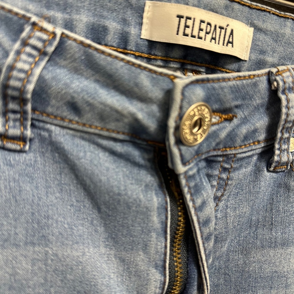 Telepatia Skinny Jeans Women 7/28 Blue‎ High Rise Stretch Denim Faded Casual - Picture 8 of 9